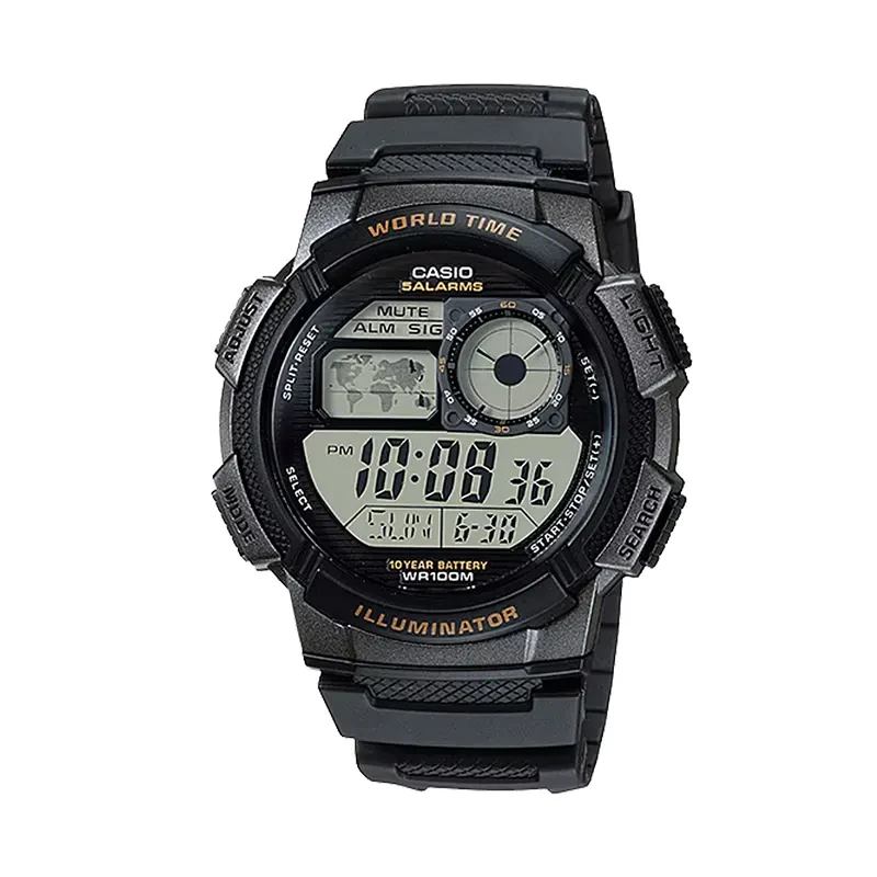 Casio World Time Digital Grey Dial Men's Watch- AE-1000W-1AV